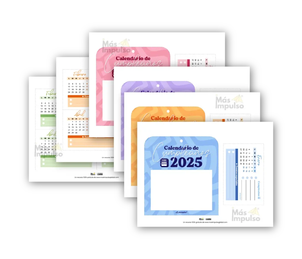 Calendario de cumpleaños 2025 | PDF gratis - Más Impulso, image size:1024x879