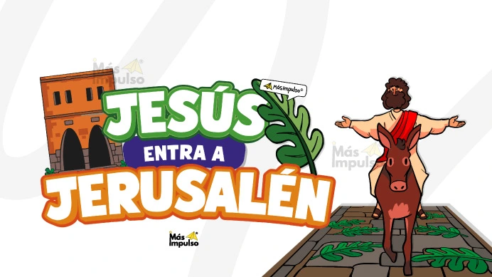 Jesús entrando a Jerusalén para niños