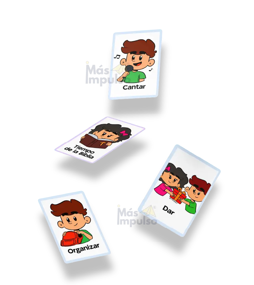 Tarjetas graficas para niños neurodiversos en escuela dominical